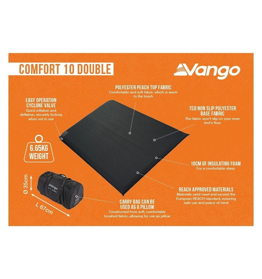 Vango Comfort 10cm Double Sleeping Mat - Shadow Grey 6 Vango Comfort 10cm Double Sleeping Mat - Shadow Grey - Image 4
