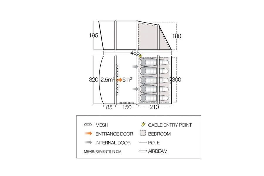 Vango Avington Flow Air 500 5-Person Inflatable Tent - Green - Image 7